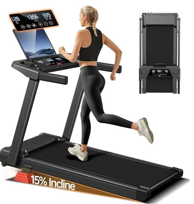 3.0HP Incline Treadmill with Handle, Foldable & LED Display, 300 lbs Capacity