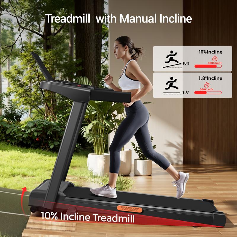 3.0HP Incline Treadmill with Handle, Foldable & LED Display, 300 lbs Capacity
