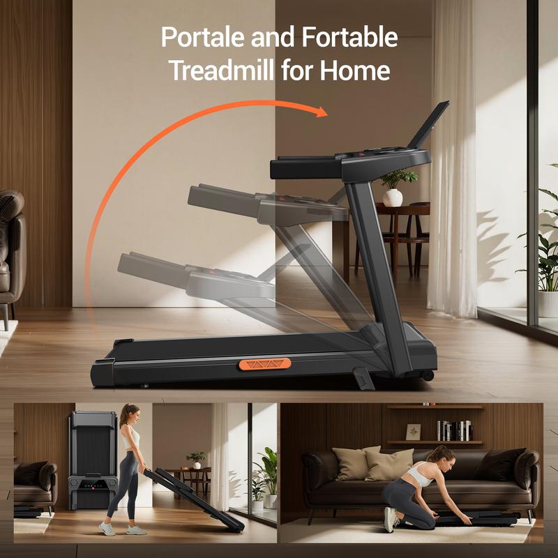 3.0HP Incline Treadmill with Handle, Foldable & LED Display, 300 lbs Capacity