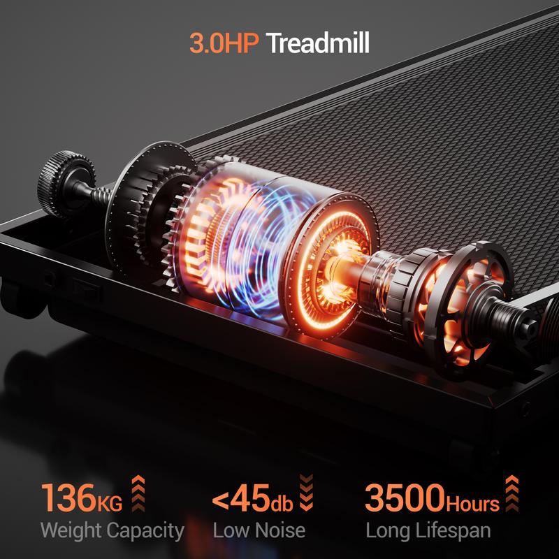 3.0HP Incline Treadmill with Handle, Foldable & LED Display, 300 lbs Capacity